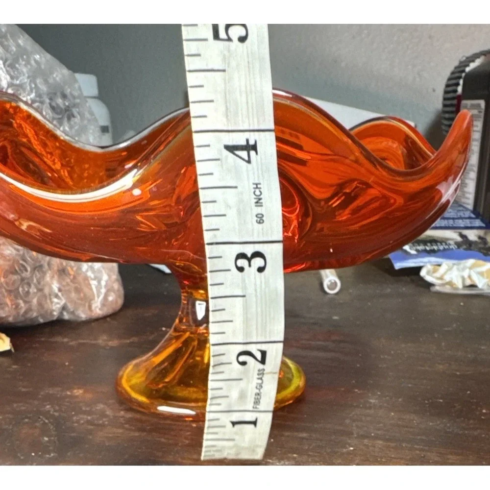 1960's Mid Century Viking Epic 6‎ Petal Persimmon Handkerchief Vase & Bowl